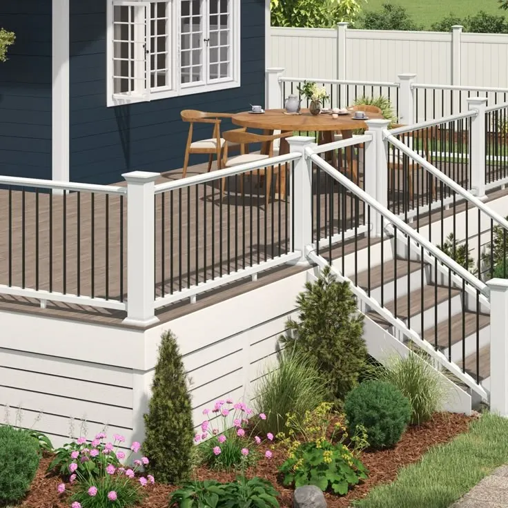 Composite Deck Railing Idea - Classic White Railings with Colonial Style_2