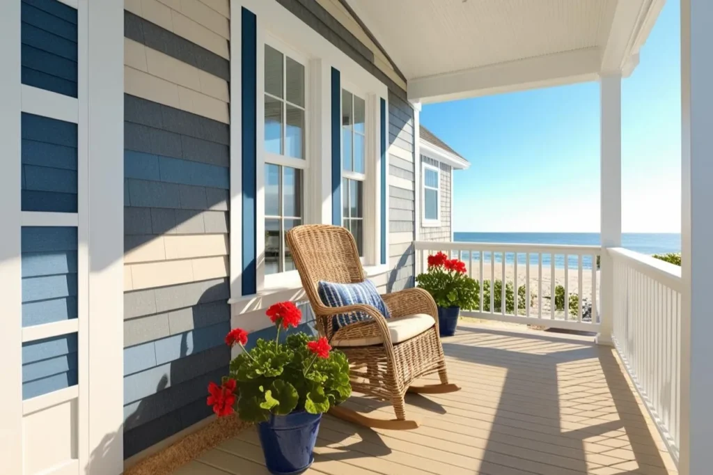 Front Deck Ideas - Coastal-Inspired Front Porch with Composite Boards