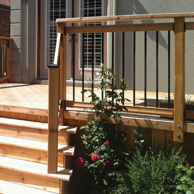 Composite Deck Railing Idea - Rustic Composite and Wood Combo