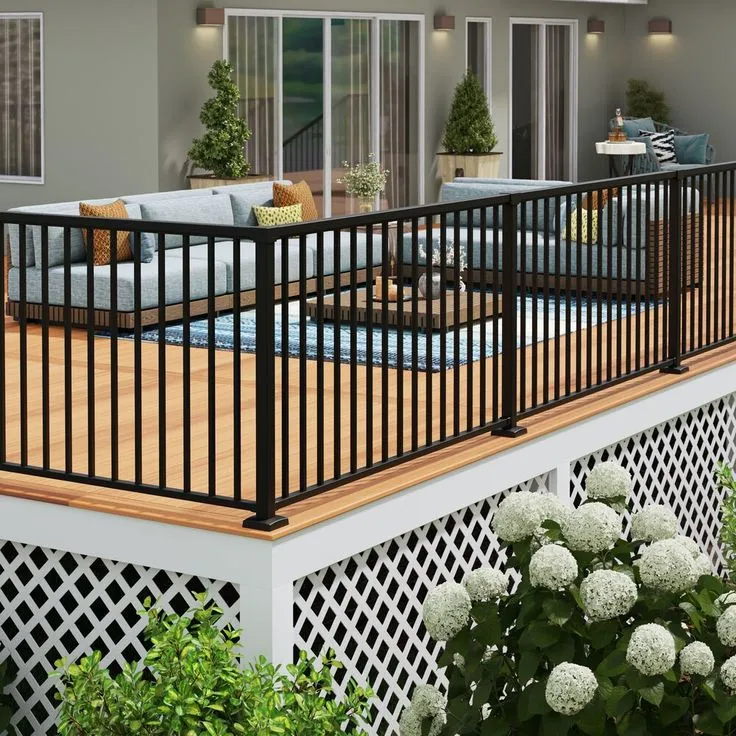 Composite Deck Railing Idea - Sleek Black Horizontal Railings_2