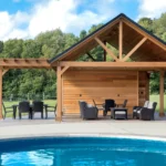 a wpc pergola near the swimming pool
