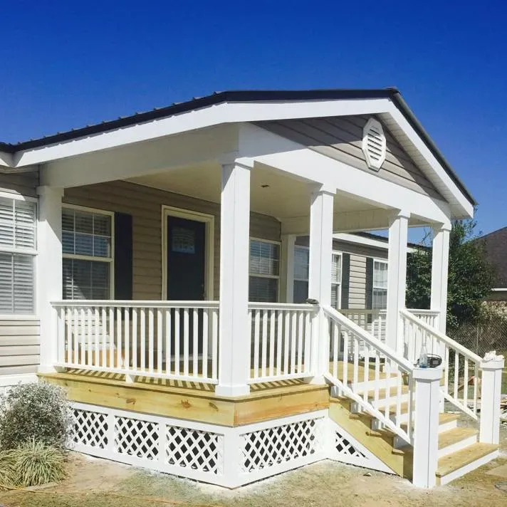 Mobile Home Porch Ideas - Elevated Porch with Steps and Storage