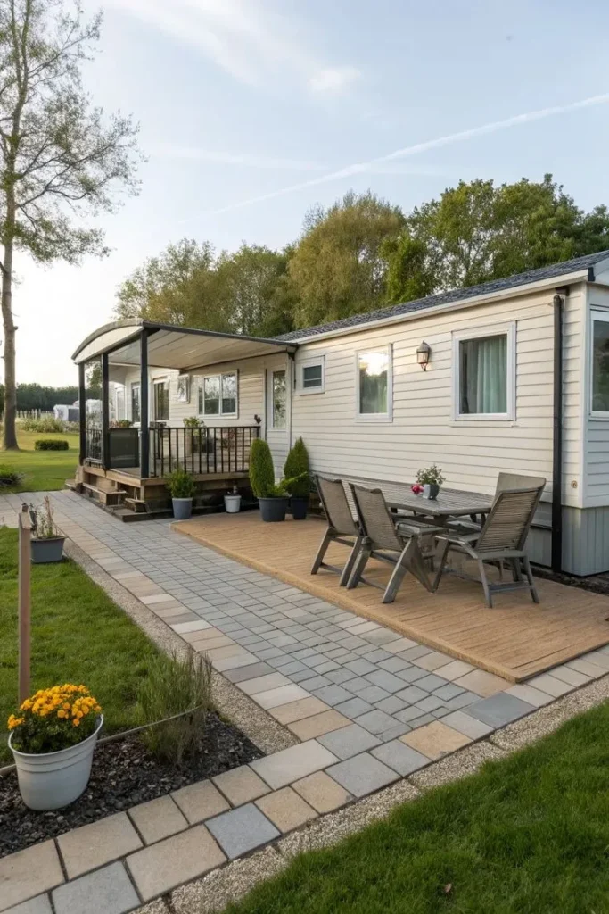 Mobile Home Porch Ideas - Modern Minimalist Porch with Clean Lines