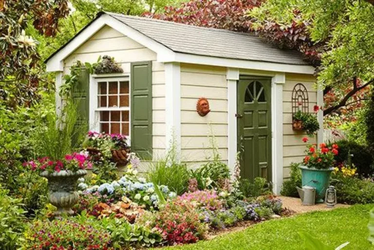 a garden shed in white