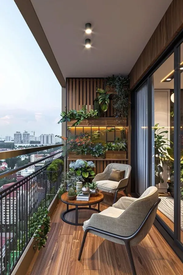 Balcony Railing Ideas-Vertical Metal Bars