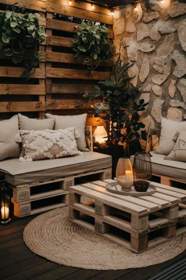 Balcony Flooring Ideas-Wooden Pallets or Slats Balcony