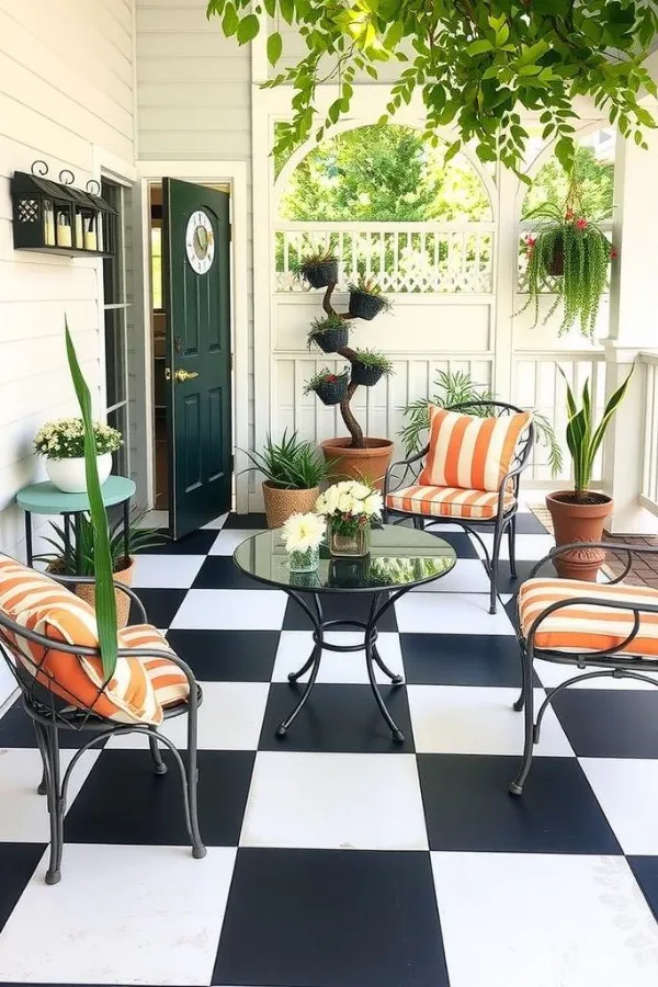 Balcony Flooring Ideas-balcony with Painted Concrete