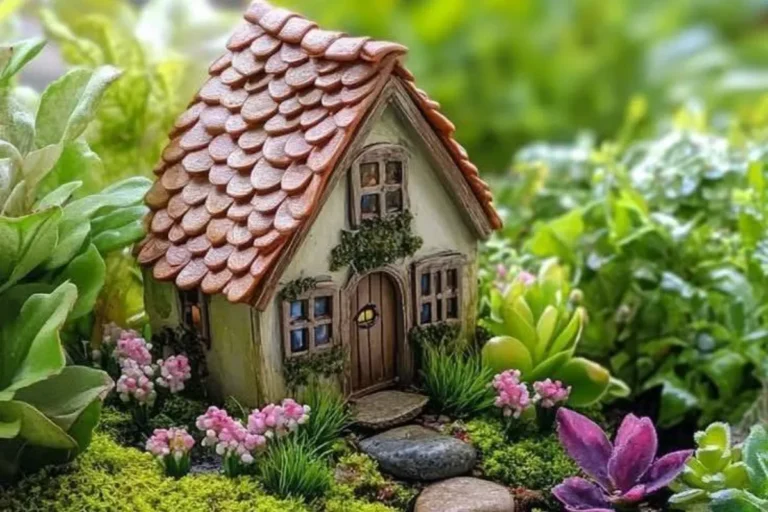 a gnome garden with small houses