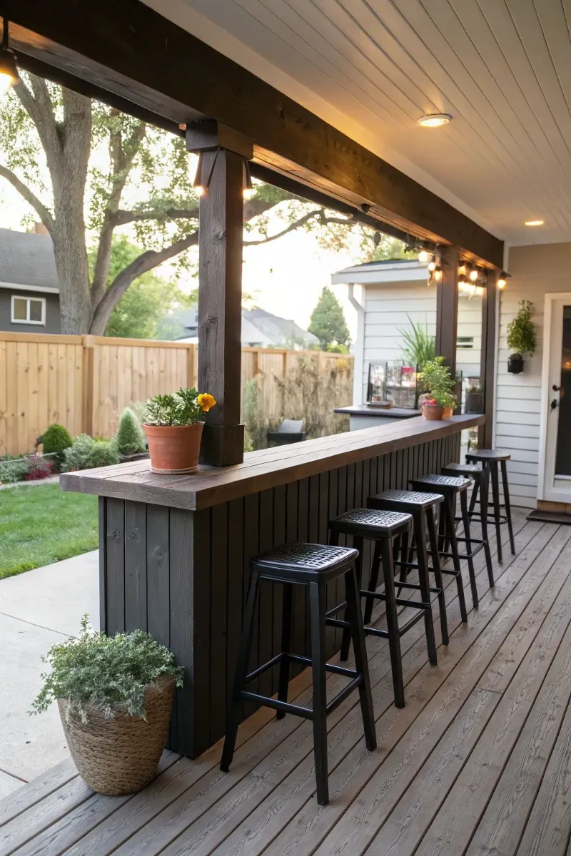 back porch ideas with bar table and chairs