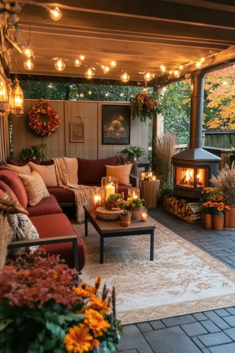 back porch ideas with fire pit and screen, warm for winter