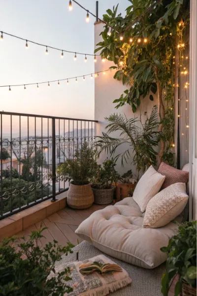 apartment_balcony_ideas_incorporate_string_lights_or_lanterns