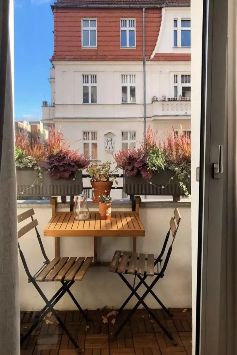 small balcony ideas with foldable table chairs
