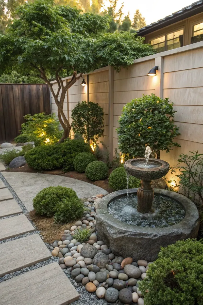 small garden ideas on a budget in zen style with water