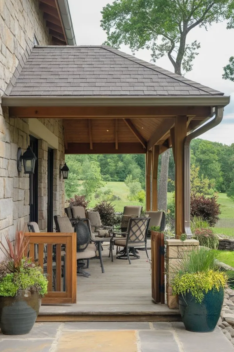 covered patio ideas with an extended house roof