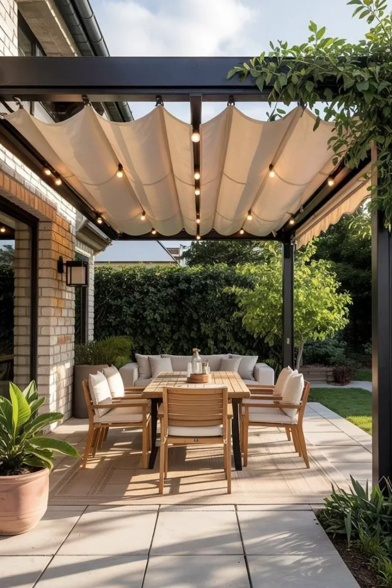 covered patio ideas with retractable canopy