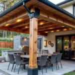 covered patio ideas with wooden roof