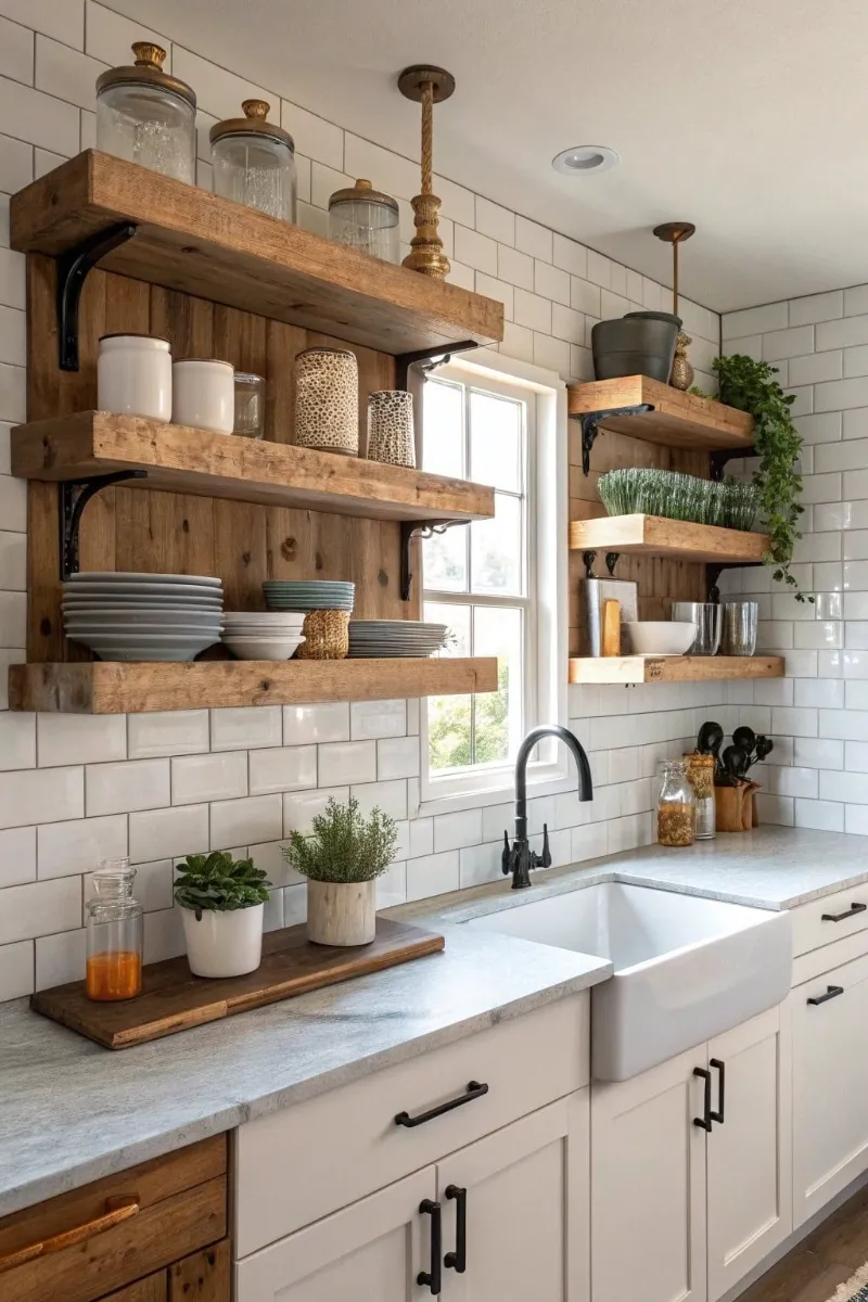 mobile home kitchen ideas witth open shelves