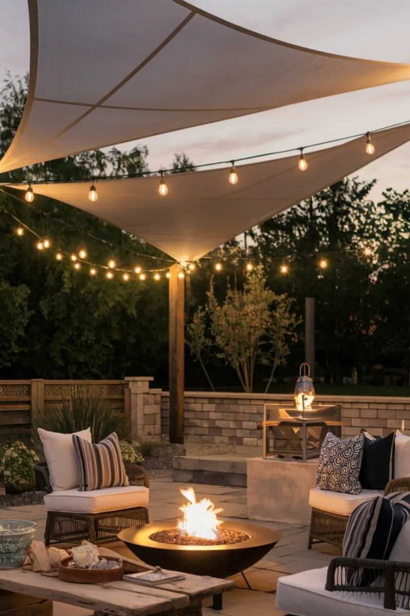 patio roof ideas with fabric shade sails