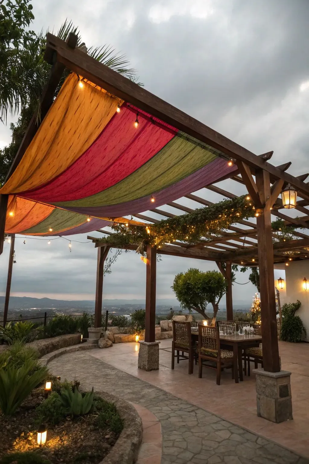 patio roof ideas with shade cloth and pergola