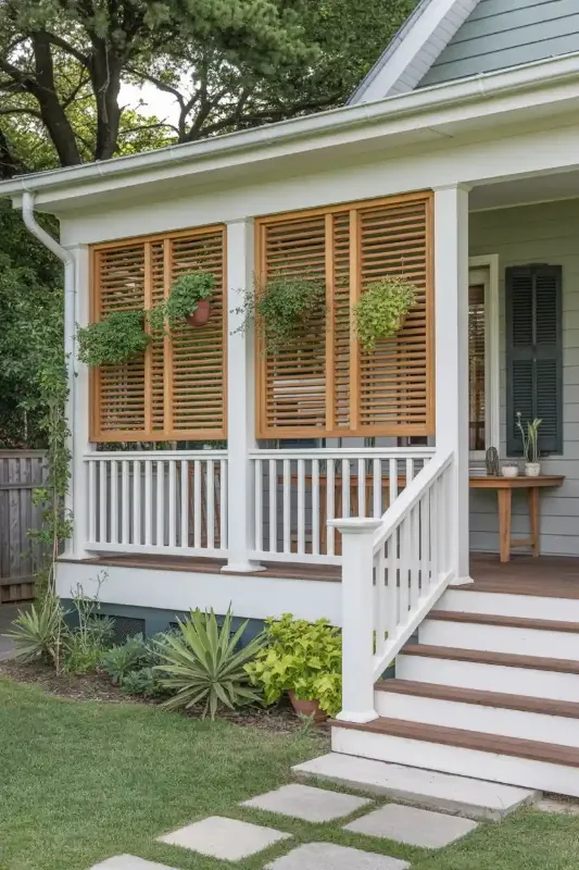 porch railing ideas with classic white wood railing