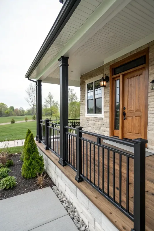 porch railing ideas with modern metal railings