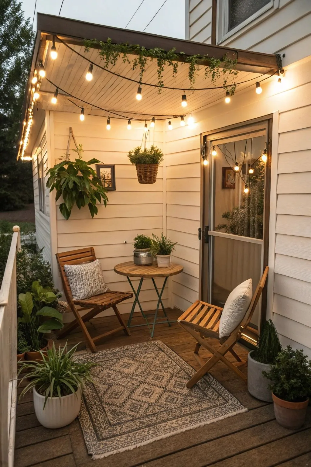 small front porch ideas with foldable table and chairs