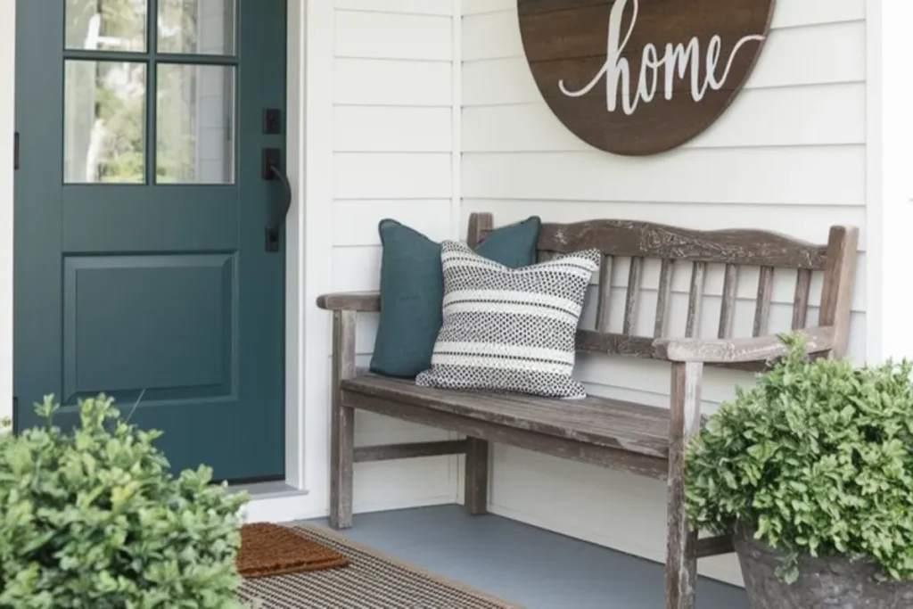 small front porch ideas with wall art decor