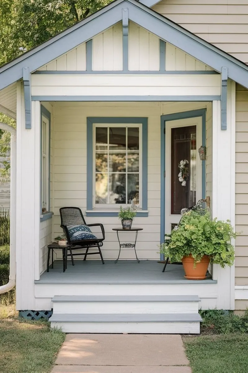 small front porch decor ideas with seat chair table
