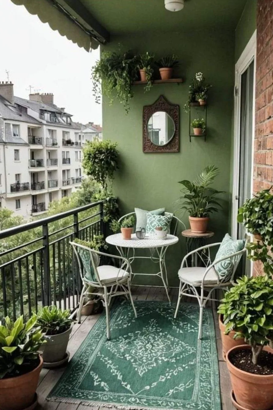 balcony decoration ideas in olive green color