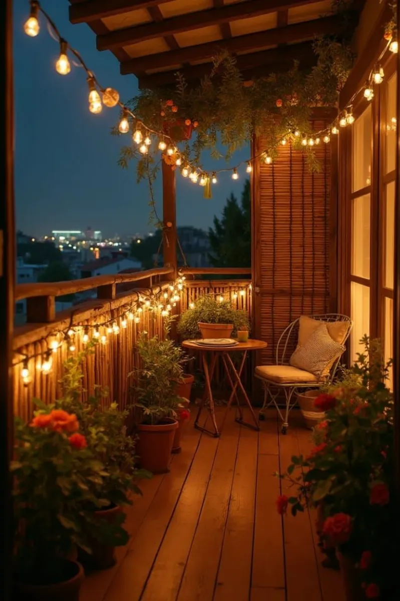 balcony decoration ideas with string lights
