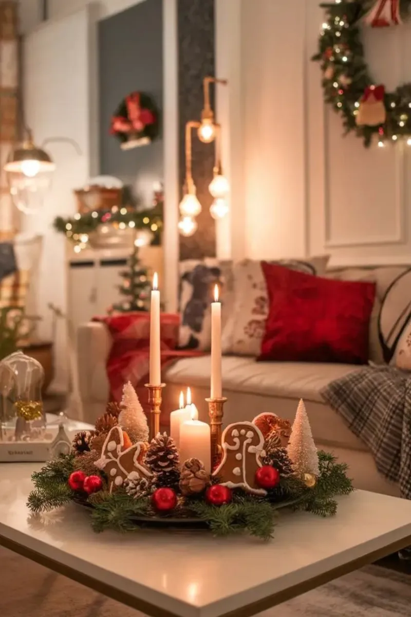 christmas living room decor ideas with diy candles