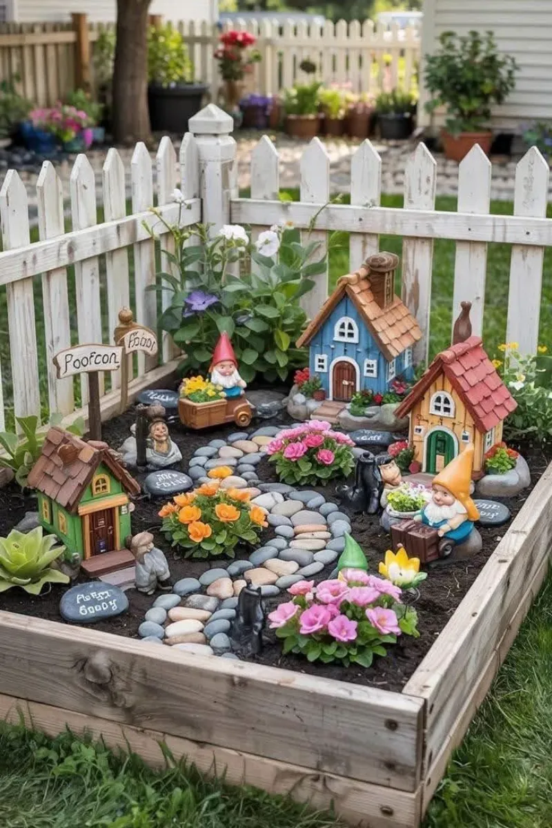 fairy ideas for the garden in a raised bed container