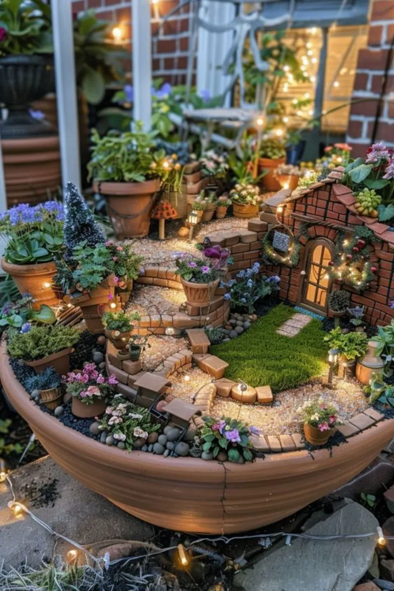 fairy ideas for the garden with mini plants in pot