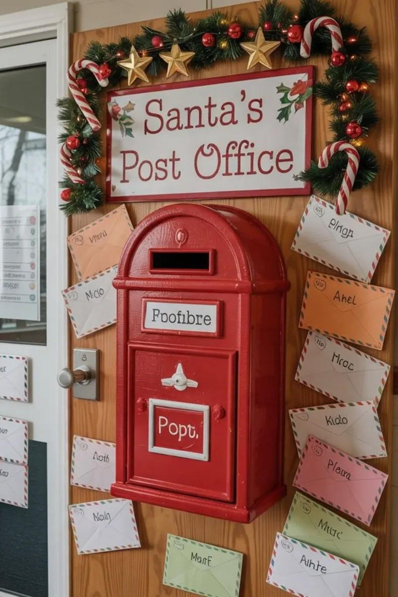 ideas for decorating office doors at christmas with santa shop