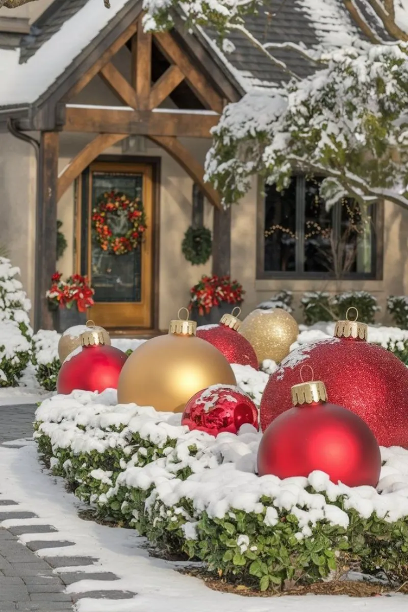 diy outdoor christmas decorations ideas giant ornaments