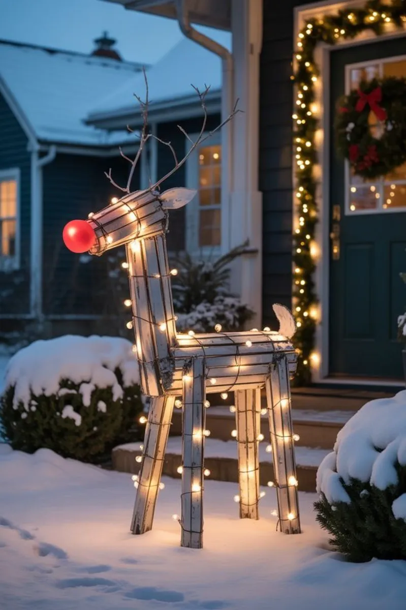 diy outdoor christmas decorations ideas light reindeer