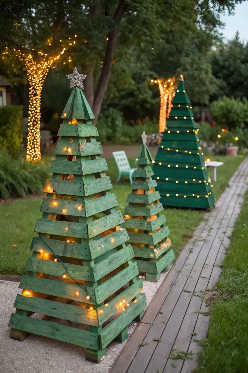 diy outdoor christmas decorations ideas pallet christmas tree