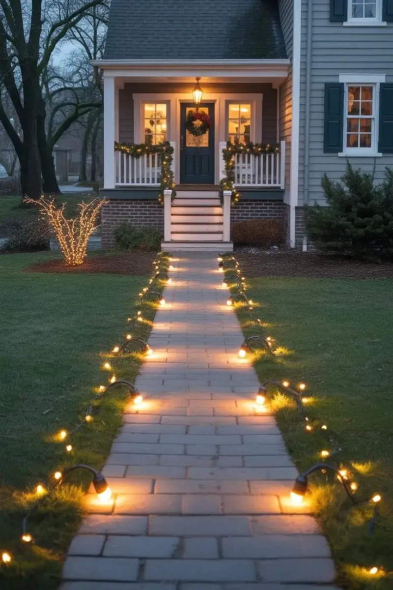 diy outdoor christmas decorations ideas light pathway