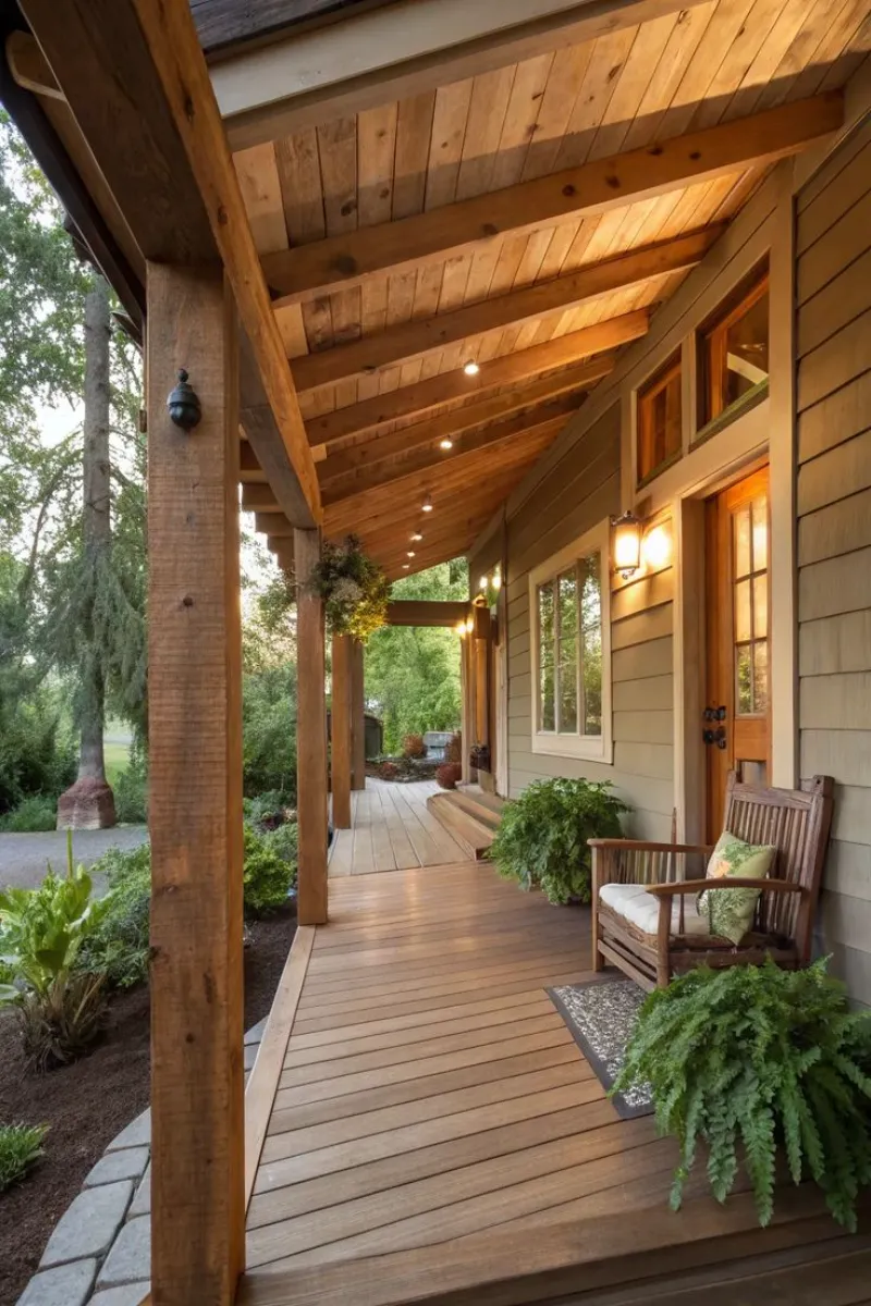 porch ceiling with exposed beams