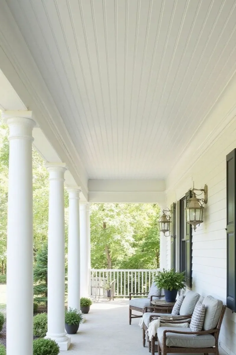 porch ceiling with shiplap