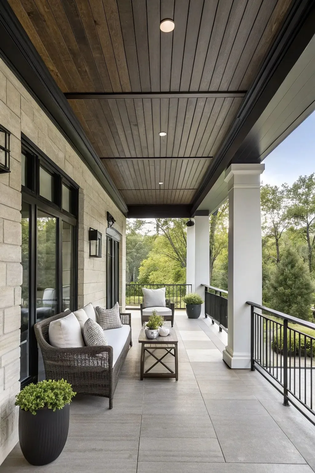 porch ceiling with tongue and groove boards