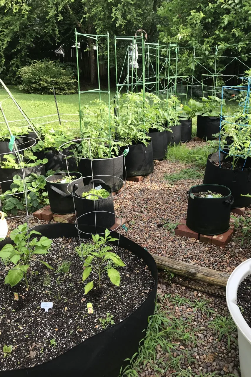 a raised bed garden built with fabric