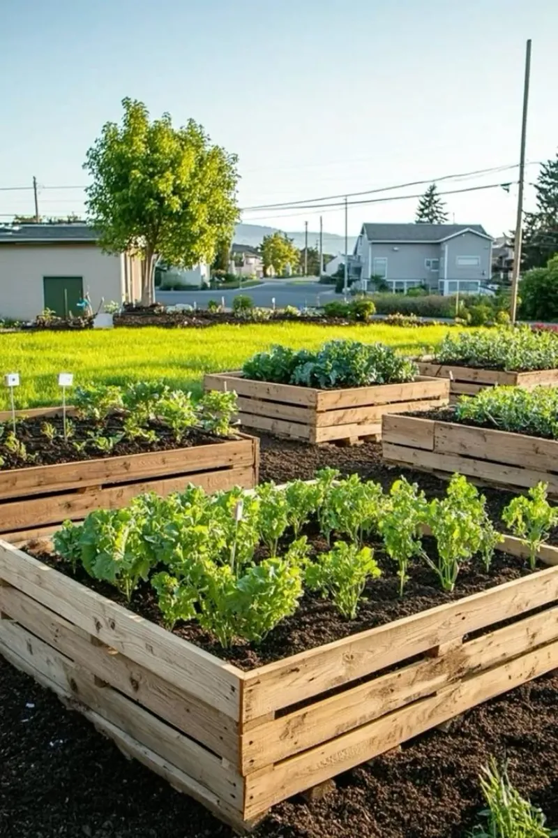 a raised bed garden built with pallets