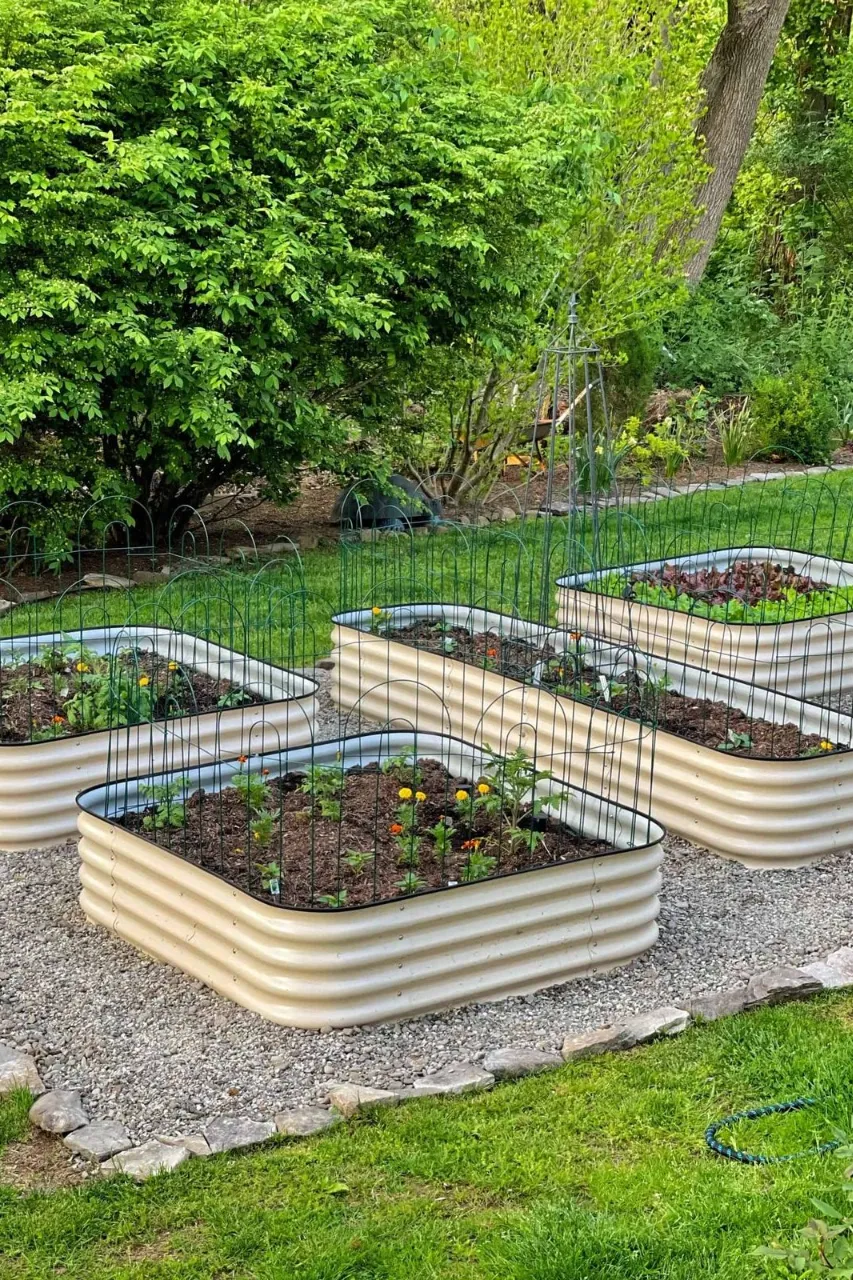 a raised bed garden built with modular kit