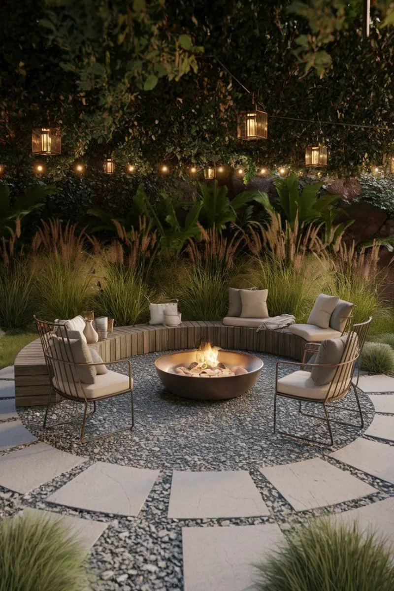 stackable chairs as fire pit seating