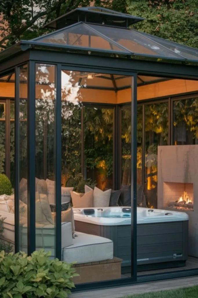 a hot tub gazebo with heater installation