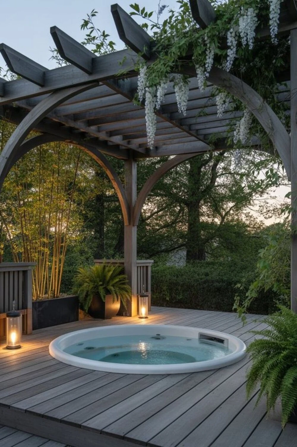 a sunken hot tub gazebo